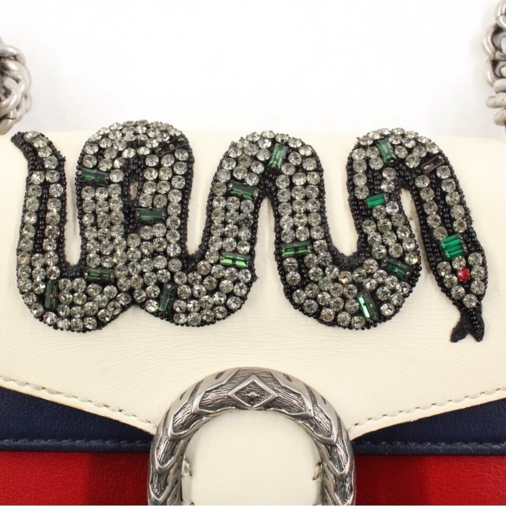 GUCCI Calfskin Crystal Snake Embroidered Mini Dionysus Shoulder Bag. Very rare - Picture 5 of 10